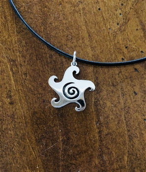 Lightweight Silver Glyph Necklace / Leather Cord